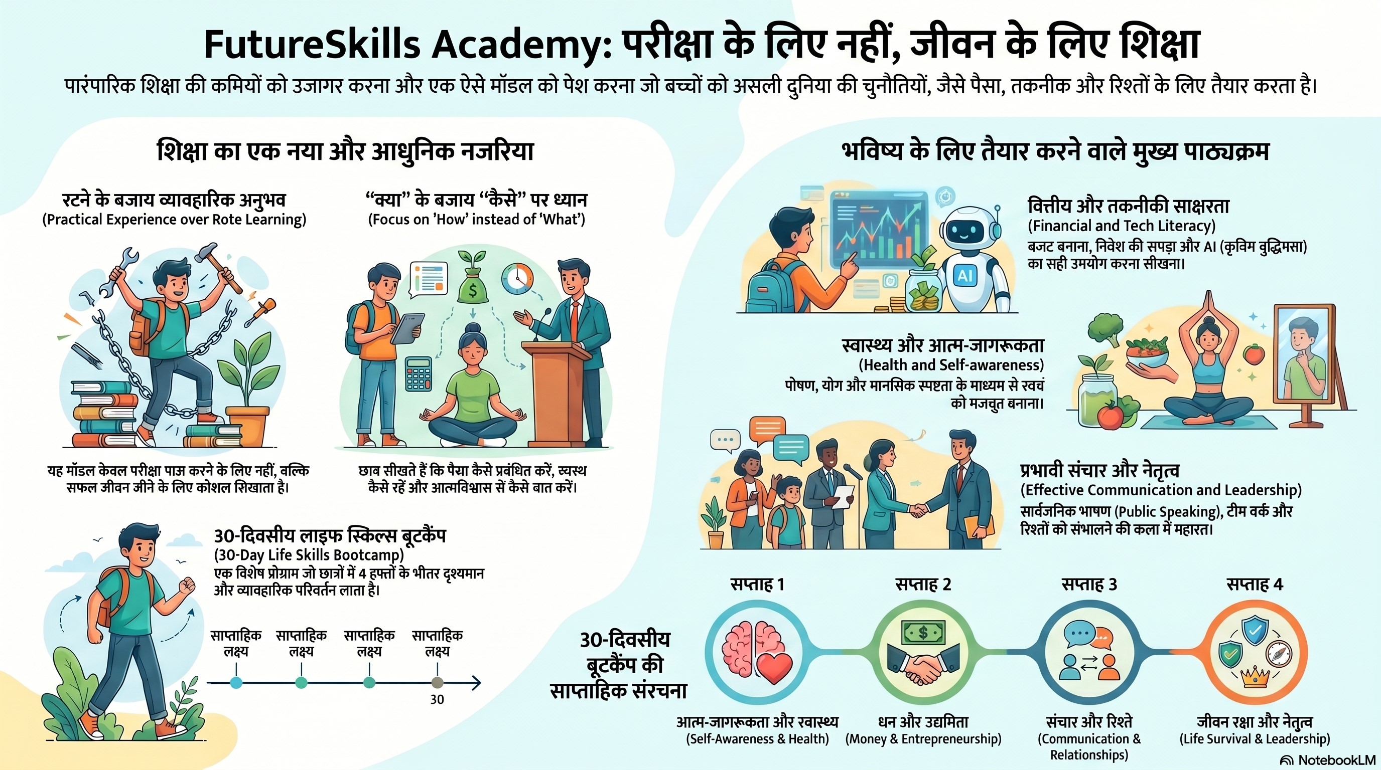 FutureSkills Academy Modern Life Skills Education Model Diagram